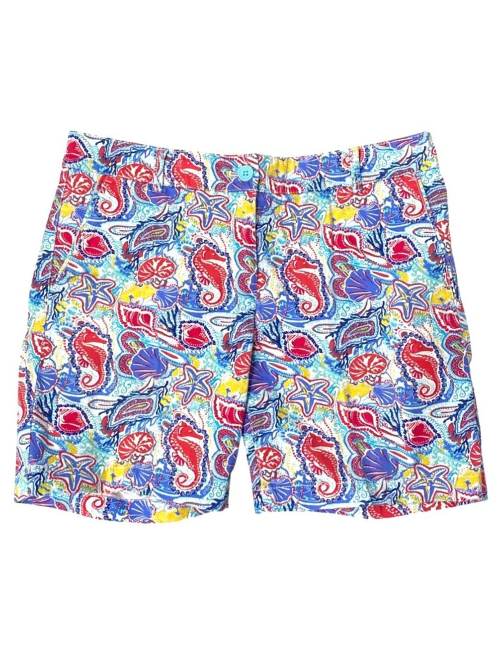 Talbots The Weekend Multicolor Tropical Coastal Seashell Print Chino Shorts Sz 4